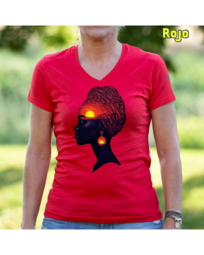 Camiseta Mujer Manga Corta-Africa Infinita Rojo