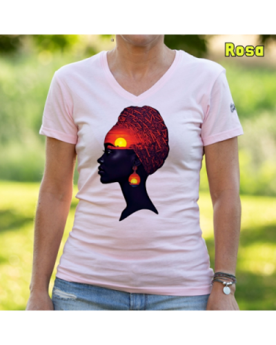 Camiseta Mujer Manga Corta-Africa Infinita Rosa
