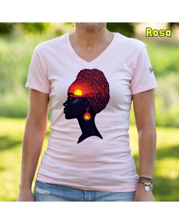 Camiseta Mujer Manga Corta-Africa Infinita Rosa