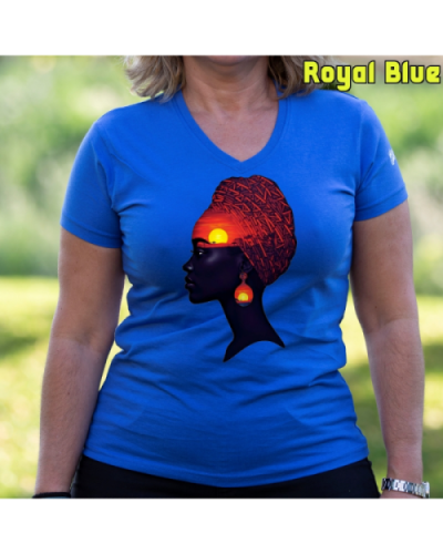 Camiseta Mujer Manga Corta-Africa Infinita RoyalBlue