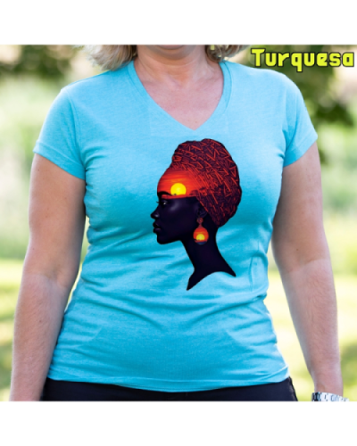Camiseta Mujer Manga Corta-Africa Infinita Turquesa