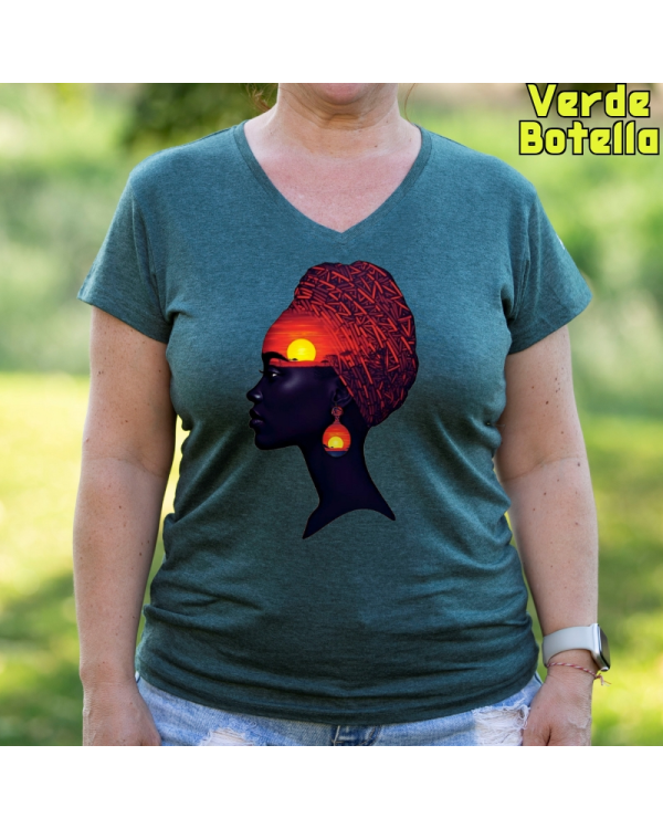 Camiseta Mujer Manga Corta-Africa Infinita VerdeBotella
