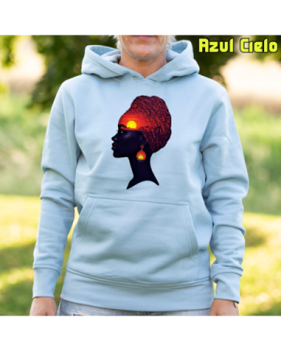 Sudadera Mujer Capucha-Africa Infinita AzulCielo