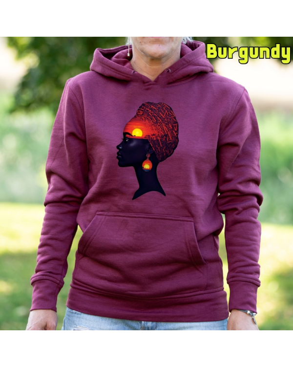 Sudadera Mujer Capucha-Africa Infinita Burgundy