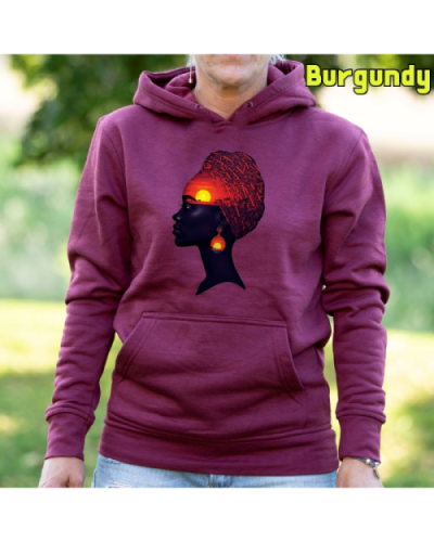Sudadera Mujer Capucha-Africa Infinita Burgundy