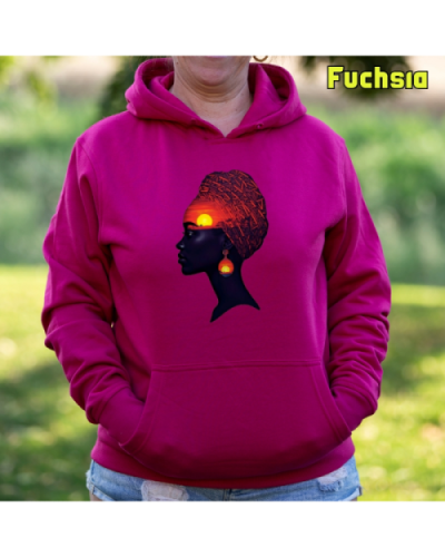 Sudadera Mujer Capucha-Africa Infinita Fuchsia