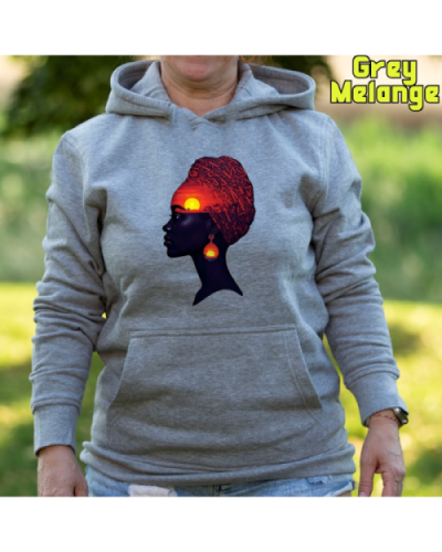 Sudadera Mujer Capucha-Africa Infinita GreyMelange