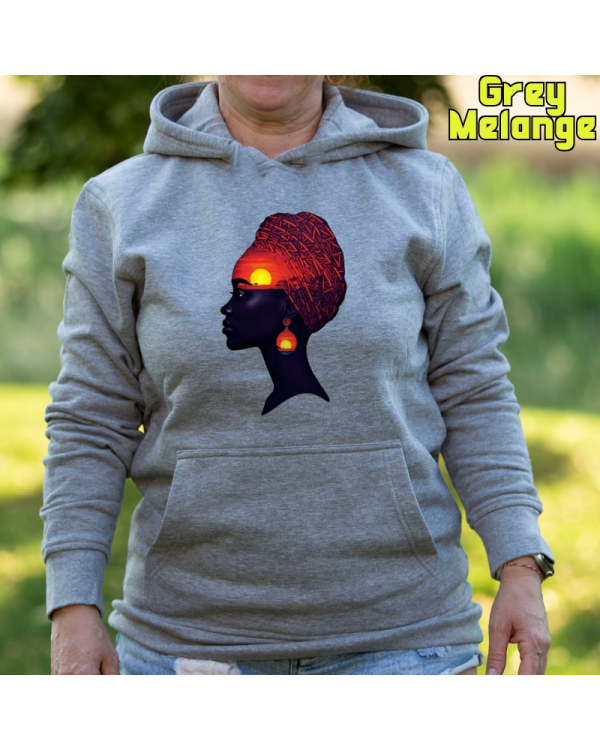 Sudadera Mujer Capucha-Africa Infinita GreyMelange