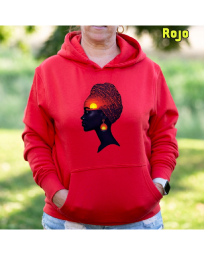 Sudadera Mujer Capucha-Africa Infinita Rojo