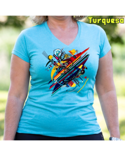 Camiseta Mujer Manga Corta-Kandisky Turquesa