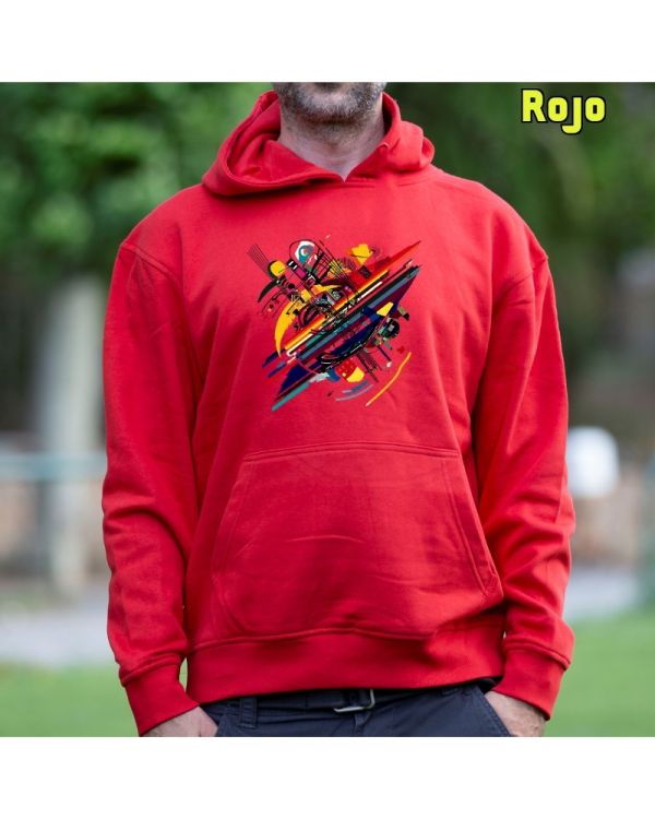 Sudadera Hombre Capucha-Kandisky Rojo