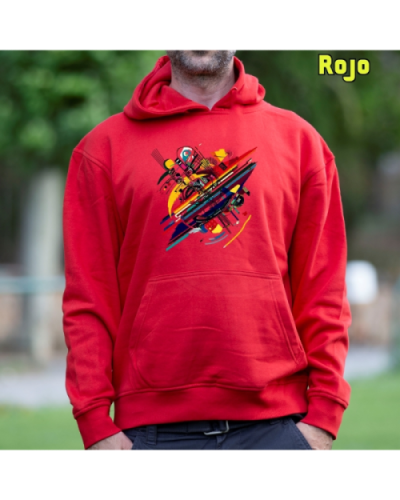 Sudadera Hombre Capucha-Kandisky Rojo