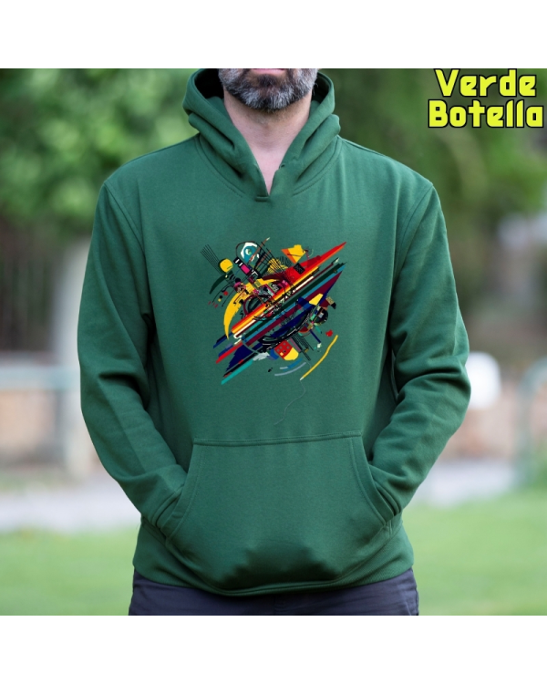 Sudadera Hombre Capucha-Kandisky VerdeBotella