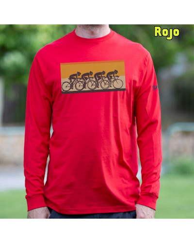 Pelotón Ciclista - Camiseta Hombre Manga Larga