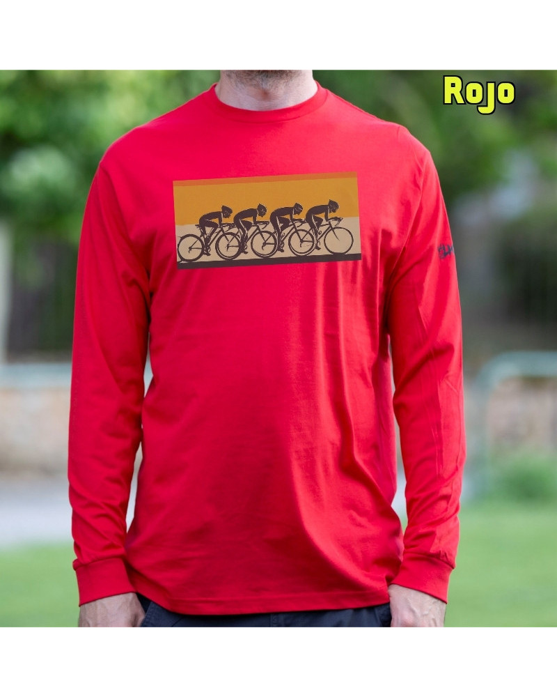 Pelotón Ciclista - Camiseta Hombre Manga Larga