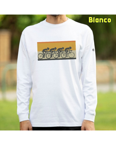 Pelotón Ciclista - Camiseta Hombre Manga Larga