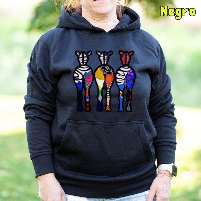 Three Colorful Zebras - Sudadera Mujer Con Capucha