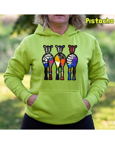Sudadera Capucha Mujer - Sudadera mujer con capucha THREE COLORFUL ZEBRAS Â– La Kamiseta K Buskas