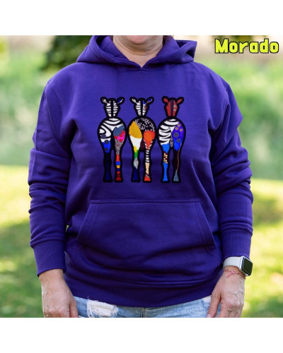 Sudadera Capucha Mujer - Sudadera mujer con capucha THREE COLORFUL ZEBRAS Â– La Kamiseta K Buskas