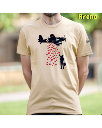 Camiseta Hombre Manga Corta-Bombardero de Corazones Arena
