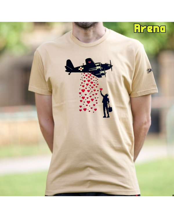 Camiseta Hombre Manga Corta-Bombardero de Corazones Arena