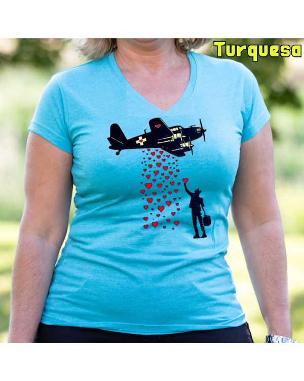 Camiseta Mujer Manga Corta - Bombardero De Corazones