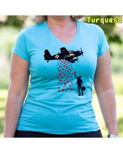 Camiseta Mujer Manga Corta - Bombardero De Corazones