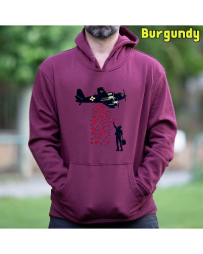 Sudadera Hombre Capucha-Bombardero de Corazones Burgundy