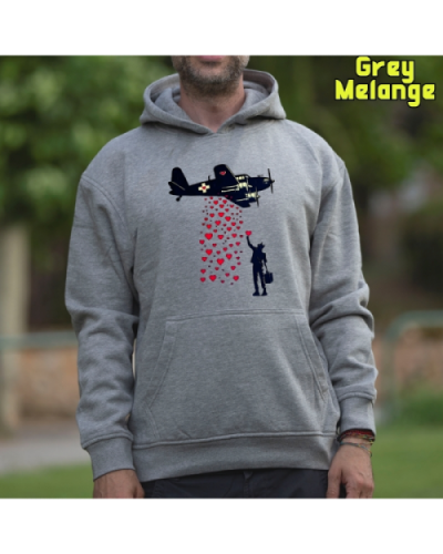 Sudadera Hombre Capucha-Bombardero de Corazones GreyMelange