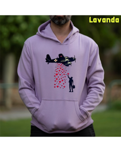 Sudadera Hombre Capucha-Bombardero de Corazones Lavanda