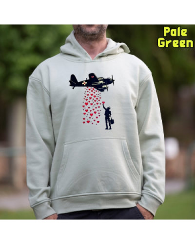 Sudadera Hombre Capucha-Bombardero de Corazones PaleGreen