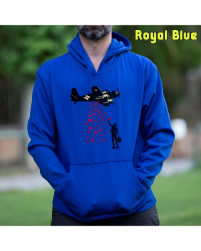 Sudadera Hombre Capucha-Bombardero de Corazones RoyalBlue