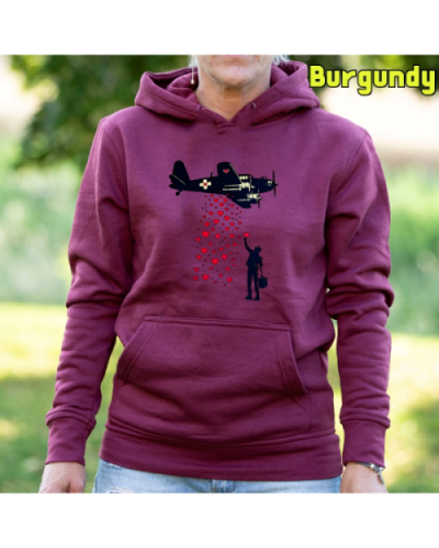 Sudadera Mujer Capucha-Bombardero de Corazones Burgundy