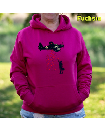 Sudadera Mujer Capucha-Bombardero de Corazones Fuchsia