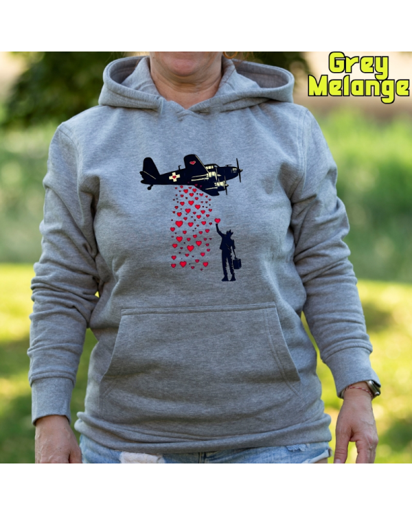 Sudadera Mujer Capucha-Bombardero de Corazones GreyMelange