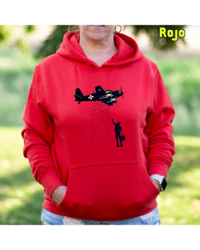 Sudadera Mujer Capucha-Bombardero de Corazones Rojo