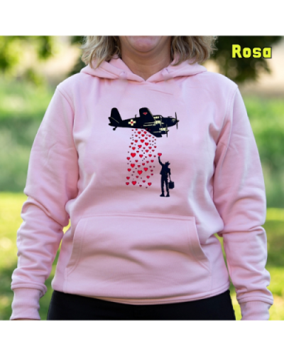 Sudadera Mujer Capucha-Bombardero de Corazones Rosa