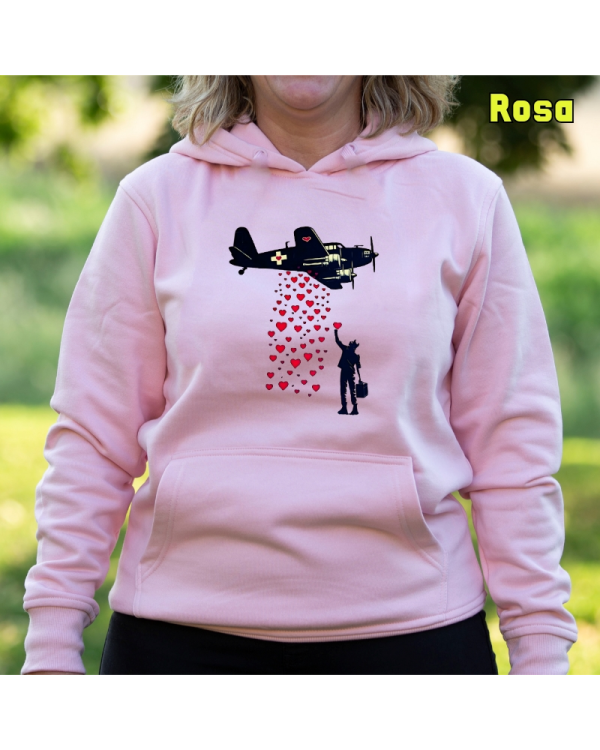 Sudadera Mujer Capucha-Bombardero de Corazones Rosa