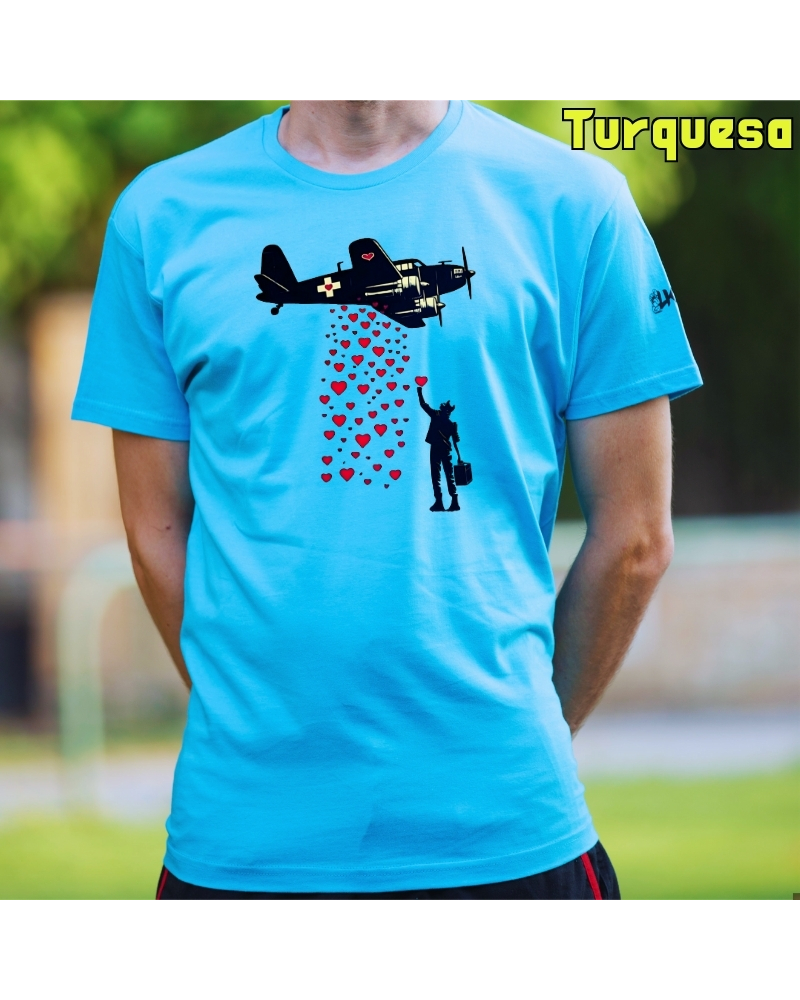 Camiseta Hombre Manga Corta - Bombardeo De Corazones