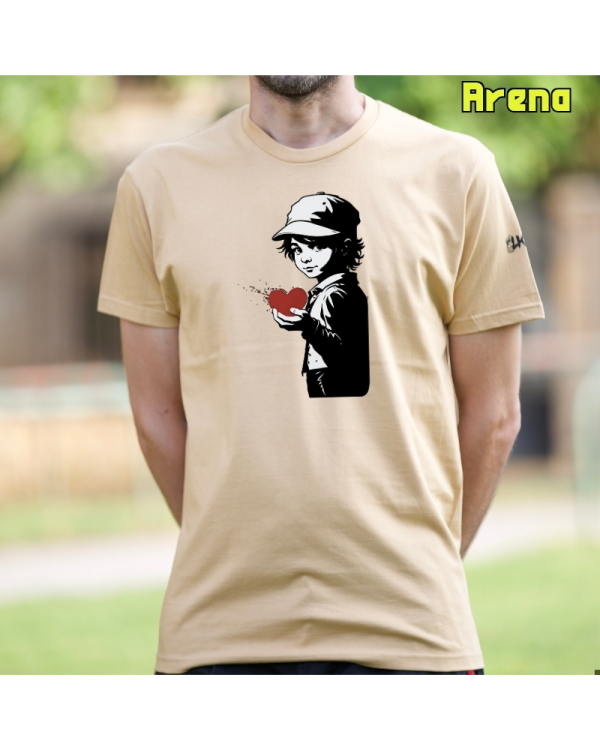 Camiseta Hombre Manga Corta-Corazon en Mano Arena