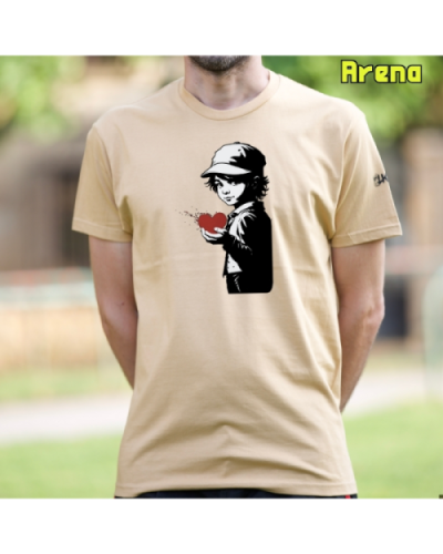 Camiseta Hombre Manga Corta-Corazon en Mano Arena
