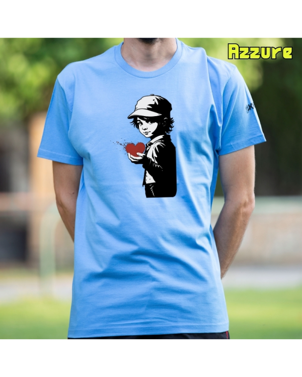 Camiseta Hombre Manga Corta-Corazon en Mano Azzure