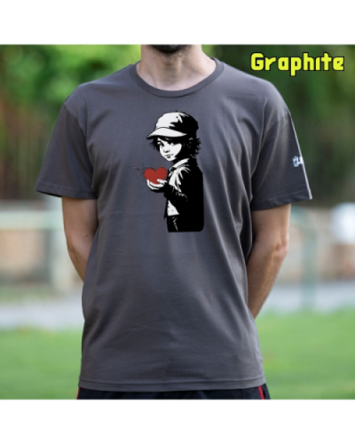 Camiseta Hombre Manga Corta-Corazon en Mano Graphite