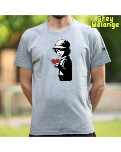 Camiseta Hombre Manga Corta-Corazon en Mano GreyMelange