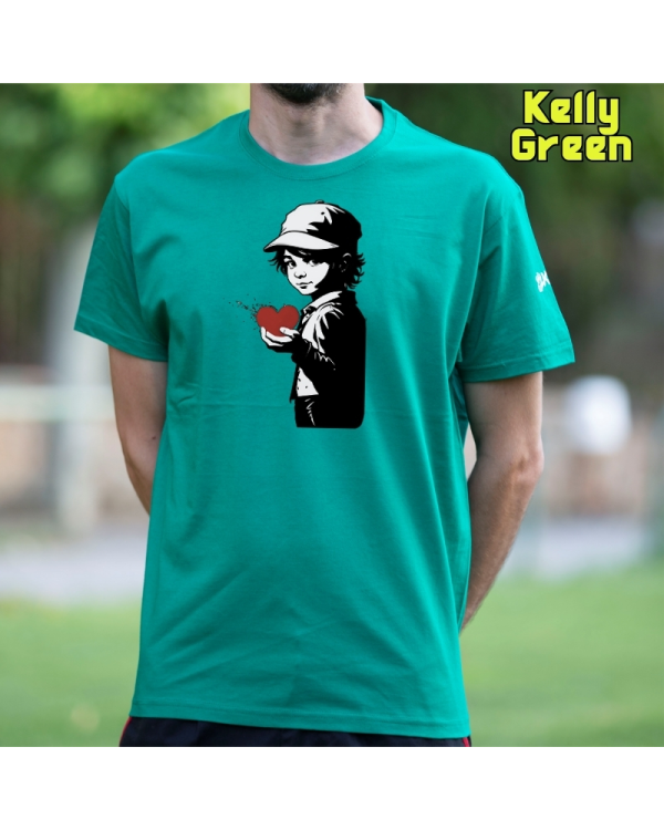 Camiseta Hombre Manga Corta-Corazon en Mano KellyGreen