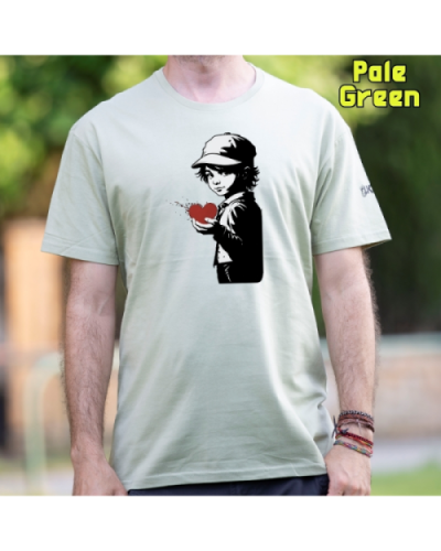 Camiseta Hombre Manga Corta-Corazon en Mano PaleGreen