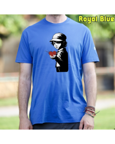 Camiseta Hombre Manga Corta-Corazon en Mano RoyalBlue