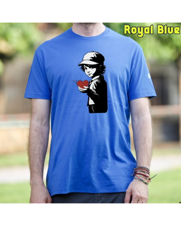 Camiseta Hombre Manga Corta-Corazon en Mano RoyalBlue