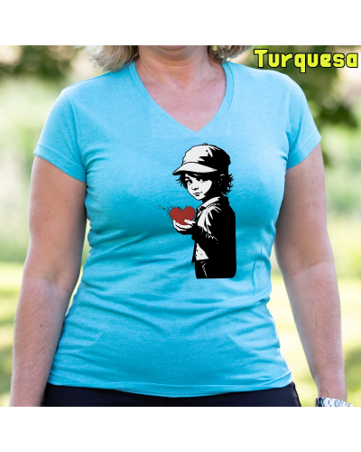 Camiseta Mujer Manga Corta -Corazón En Mano