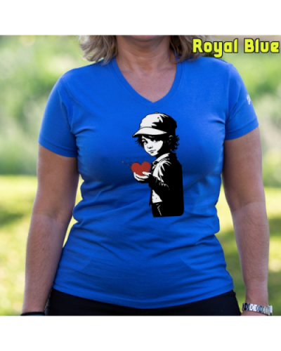 Camiseta Mujer Manga Corta-Corazon en Mano RoyalBlue